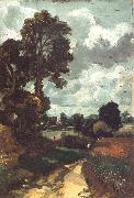 John Constable A country lane,with a church in the distance Sweden oil painting artist